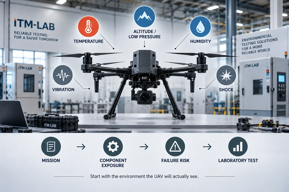UAV environmental testing mission temperature altitude vibration shock